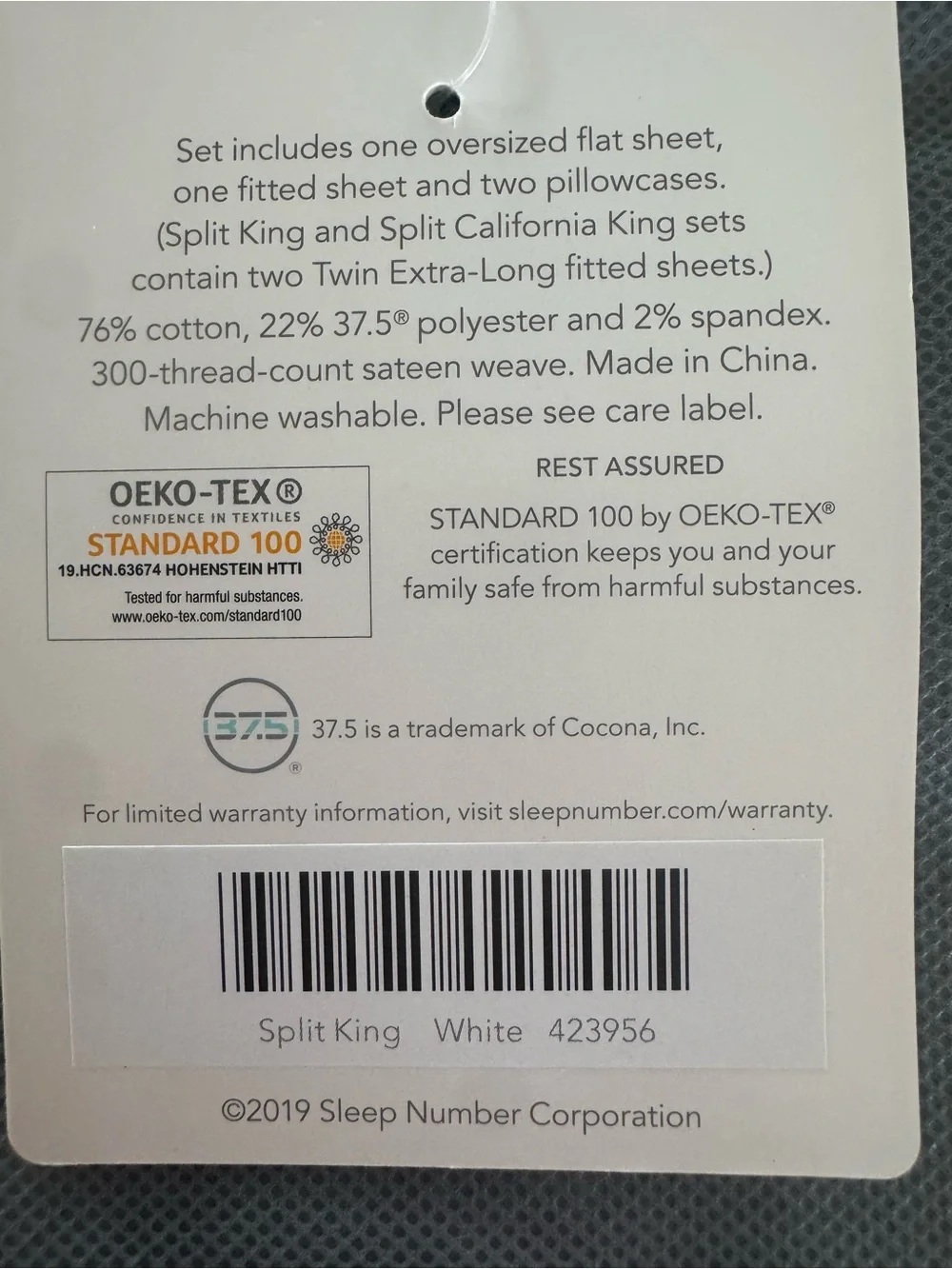 Sleep Number True Temp Sheet Set - Gray